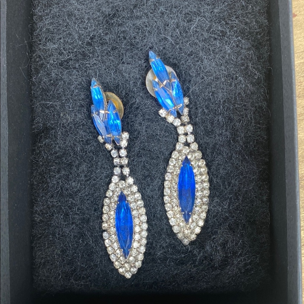 Elegant Blue and Silver Crystal Earrings